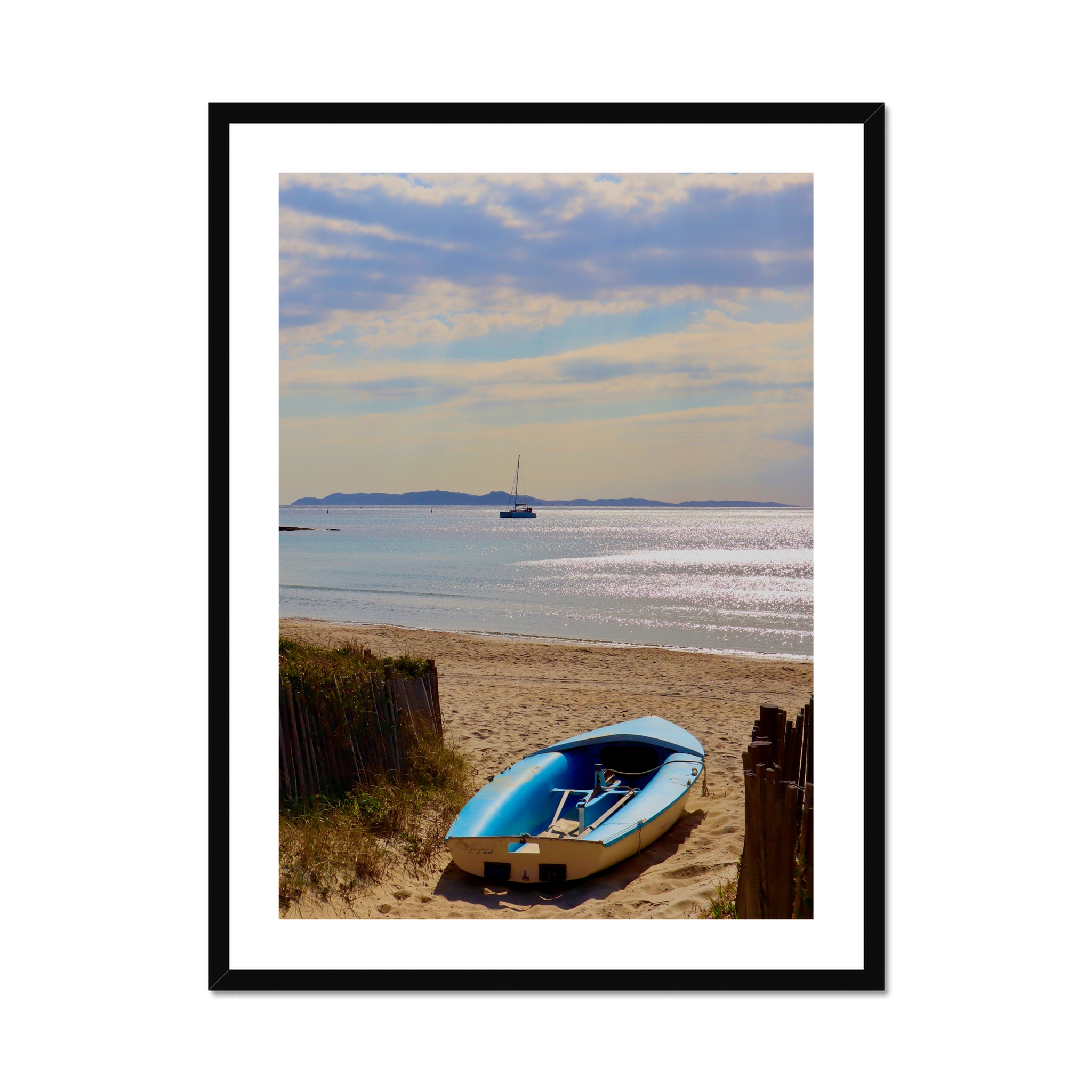South of France Photos framed print - Boat on beach in Saint Tropez